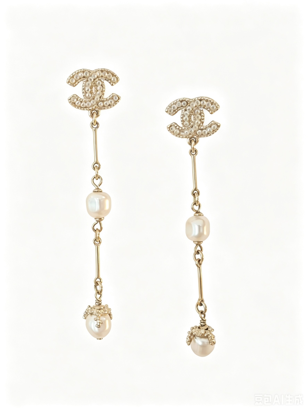 Chanel Gold-tone Pearl Drop Earrings - Gold and White